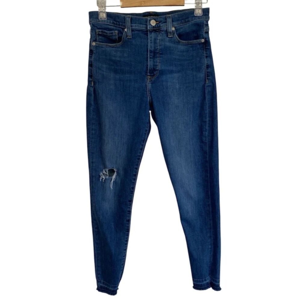 Banana Republic Women's 28 High Rise Skinny Distressed Raw Edge Stretch Jeans